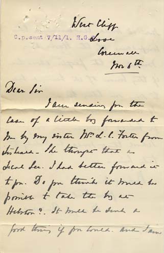 Large size image of Case 8723 3. Letter from Mary Penrose in support of W's case  6 November 1901
 page 1