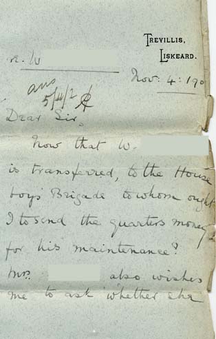 Large size image of Case 8723 18. Letter from Miss Foster concerning maintenance  4 November 1902
 page 1