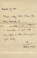 Image of Case 8723 4. Medical report on W.  14 November 1901
 page 1