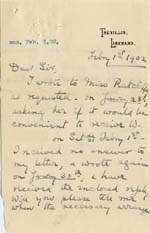 Image of Case 8723 7. Letter from Miss Foster  1 February 1902
 page 1