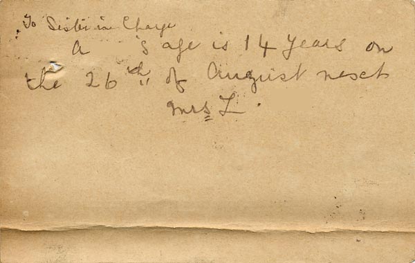 Large size image of Case 8790 8. Postcard from A's mother giving the girl's age  nd
 page 2