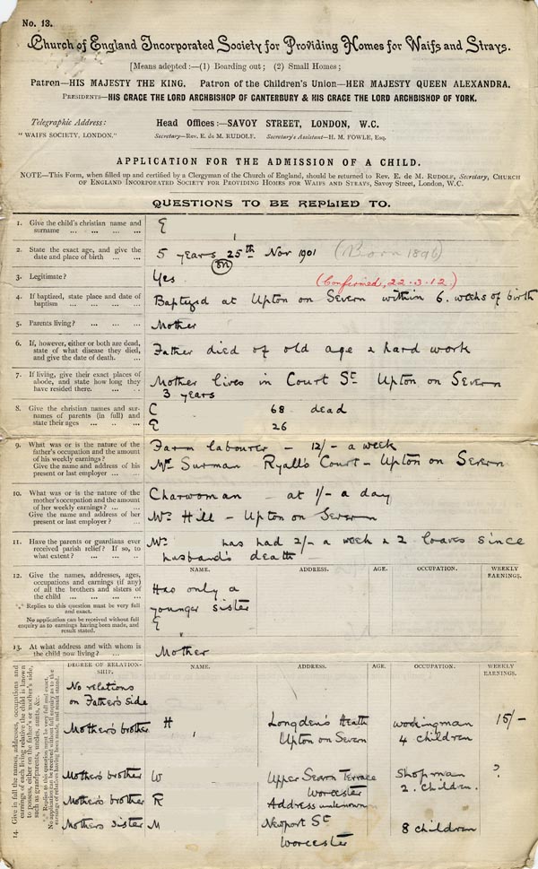 Large size image of Case 9059 1. Application to the Waifs and Strays' Society  17 June 1902
 page 1