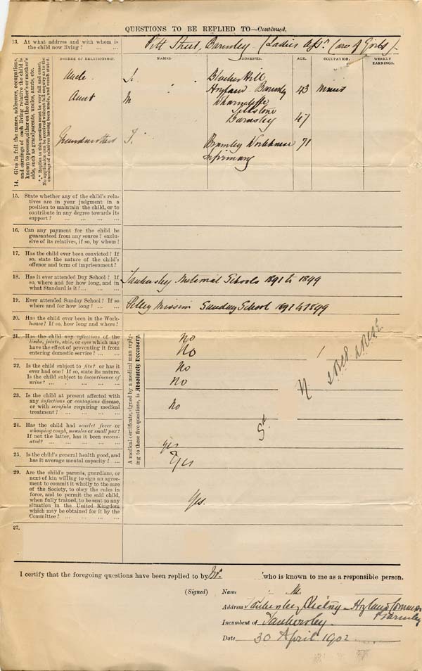 Large size image of Case 9131 1. Application to the Waifs and Strays' Society  30 April 1902
 page 2
