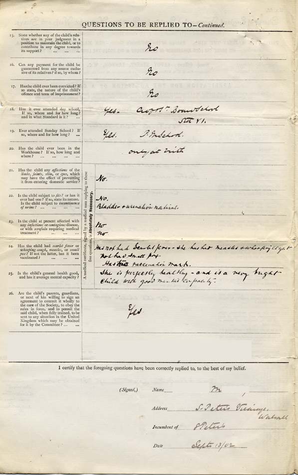 Large size image of Case 9279 1. Application to Waifs and Strays' Society  13 September 1902
 page 2