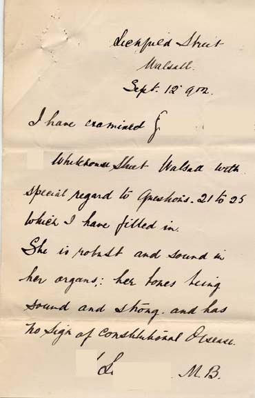 Large size image of Case 9279 3. Letter from Dr L.  12 September 1902
 page 1