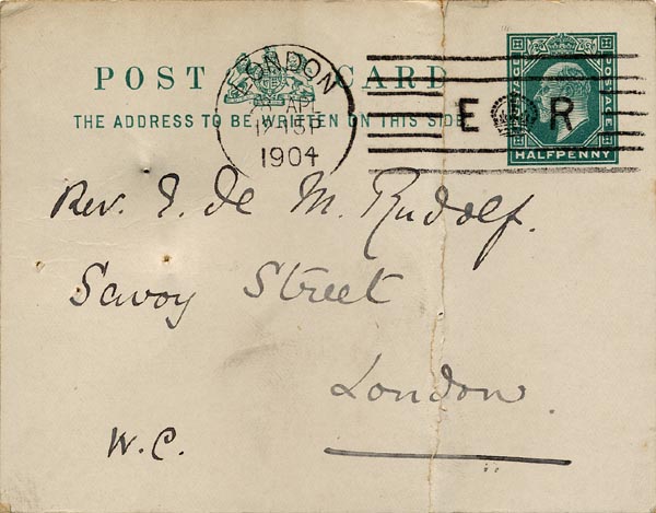 Large size image of Case 9288 9. Card from C. Montague-Price about G's return to his mother  28 April 1904
 page 1