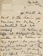 Image of Case 9288 9. Card from C. Montague-Price about G's return to his mother  28 April 1904
 page 2
