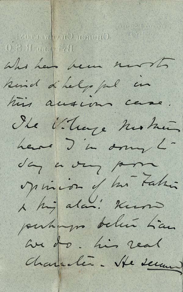 Large size image of Case 9308 4. Letter from Mrs O'B. enclosing the completed application form  13 November 1902
 page 2