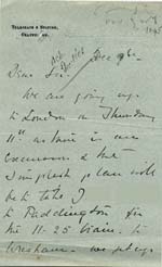 Image of Case 9308 9. Letter from Mrs O'B. about travel arrangements  9 December 1902
 page 1