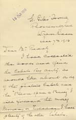 Image of Case 9308 21. Letter from the St Giles Home to the Revd Edward Rudolf asking him to correspond with J's sister about his death in 1914  7 January 1916
 page 1