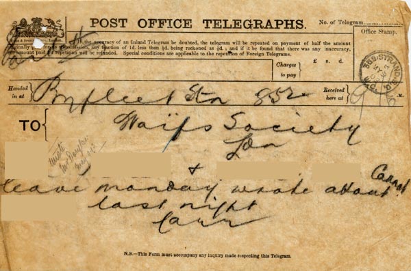 Large size image of Case 9309 18. Telegram sent from Byfleet Station  9 May 1903
 page 1