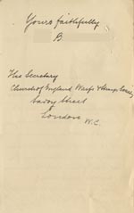 Image of Case 9309 16. Letter from Revd B. postponing M's admission to St Cuthbert's Home as her mother might marry again and thus be able to keep the child with her  20 March 1903
 page 2