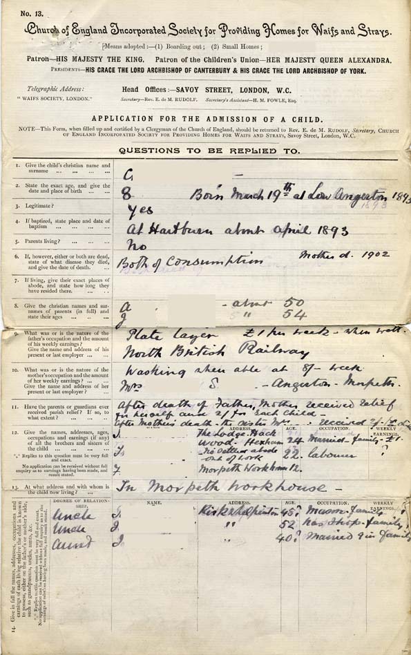 Large size image of Case 9350 1. Application to Waifs and Strays' Society  9 December 1902
 page 1