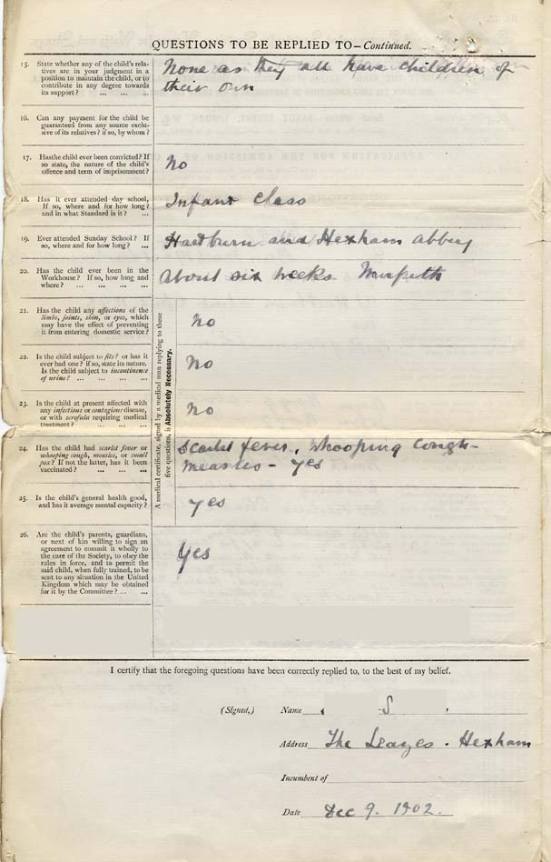 Large size image of Case 9350 1. Application to Waifs and Strays' Society  9 December 1902
 page 2