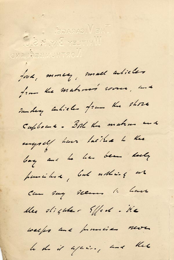 Large size image of Case 9350 4. Letter from St Aidan's Home concerning C's behaviour.  He had been caught stealing.  29 July 1904
 page 2