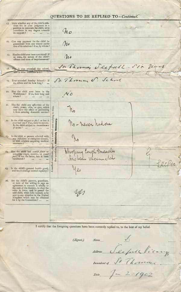 Large size image of Case 9380 1. Application to the Waifs and Strays' Society  2 January 1903  
 page 2