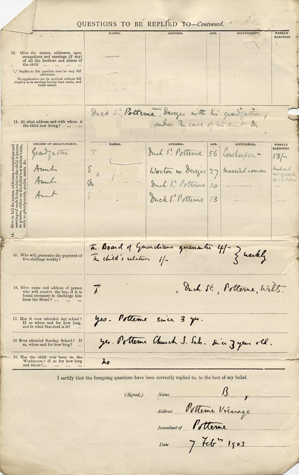 Large size image of Case 9498 1. Application to the Waifs and Strays' Society  7 February 1903
 page 2