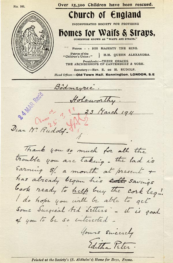 Large size image of Case 9498 47. Letter of thanks from Miss Peter  23 March 1911
 page 1