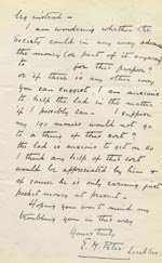 Image of Case 9498 39. Letter from Miss E.M. Peter, the Local Secretary of the Waifs and Strays' Society in Devon, mentioning her interest in A. and the hope that he might be helped to acquire a cork leg  11 March 1911
 page 2