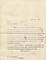 Image of Case 9498 41. Copy letter to the Islington Home asking for their opinion on supplying A. with a cork leg  13 March 1911
 page 1