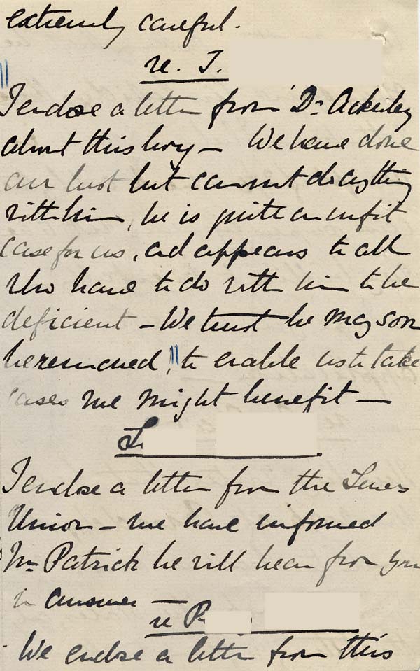 Large size image of Case 9627 17. Letter from Mrs Graham stating that J. is an unfit case and asking for him to be removed  20 July 1903
 page 2