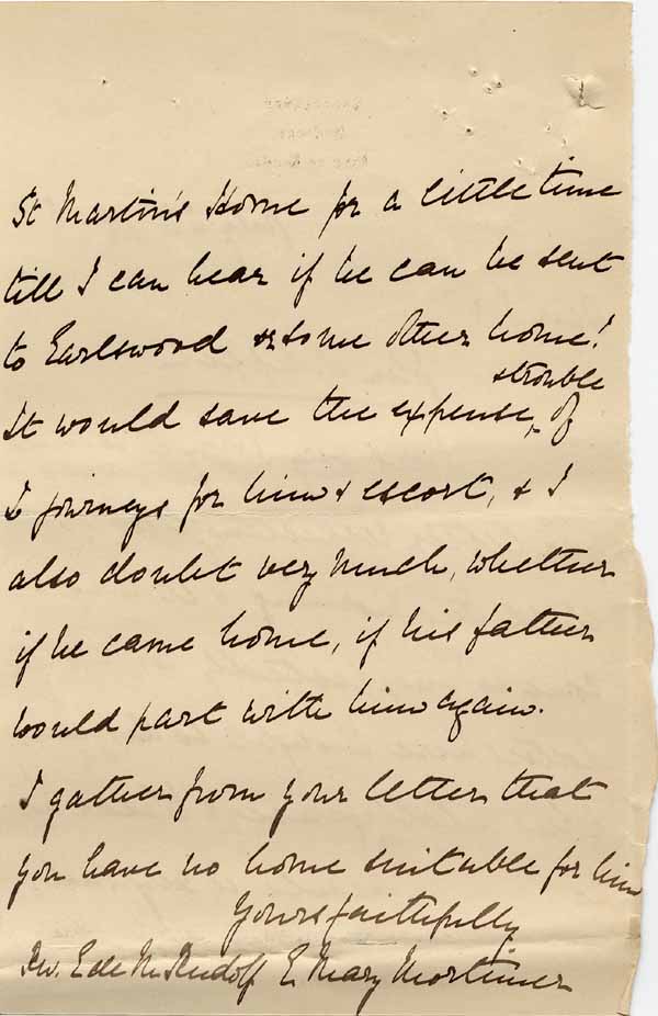 Large size image of Case 9627 20. Letter from Mary Mortimer about arrangements  22 July 1903
 page 2