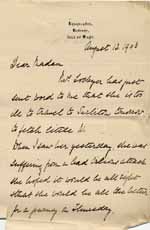 Image of Case 9627 23. Letter from Mary Mortimer seeking to postpone collecting J. for a few days  13 August 1903
 page 1