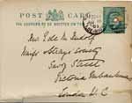 Image of Case 9627 26. Card from Mary Mortimer confirming that J. had been removed from St Martin's Home the previous day  18 August 1903
 page 1