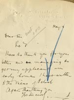 Image of Case 9635 6. Letter of thanks from Revd J.  9 May 1903
 page 1