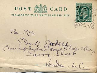 Large size image of Case 9653 4. Card from Miss M's sister explaining that Miss M. is abroad  June 1903
 page 1