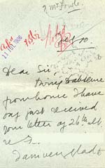 Image of Case 9653 8. Letter from Miss M. addressing the problem of the overpaid money and saying that she was not able to support another child at the present time  July 1906
 page 1