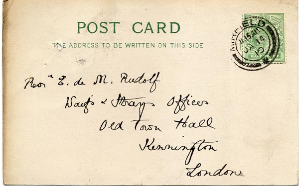 Large size image of Case 9662 8. Postcard from Miss Stancliffe mentioning L.  14 January [1910]
 page 1