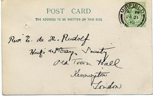 Large size image of Case 9662 11. Postcard from Miss Stancliffe  21 January 1910
 page 1