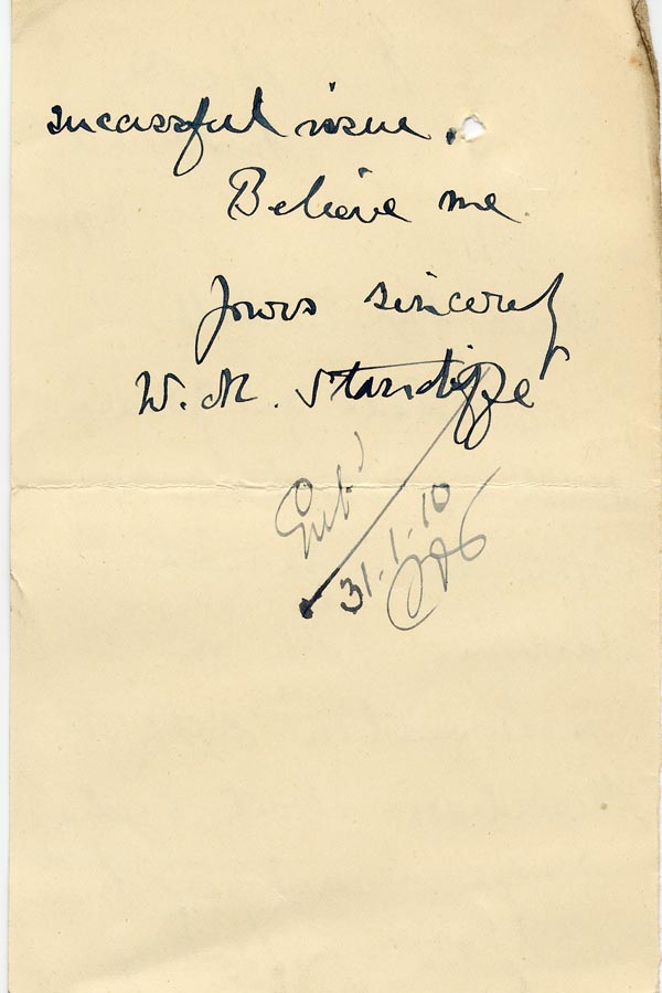 Large size image of Case 9662 12. Postcard from Miss Stancliffe  29 January 1910
 page 2