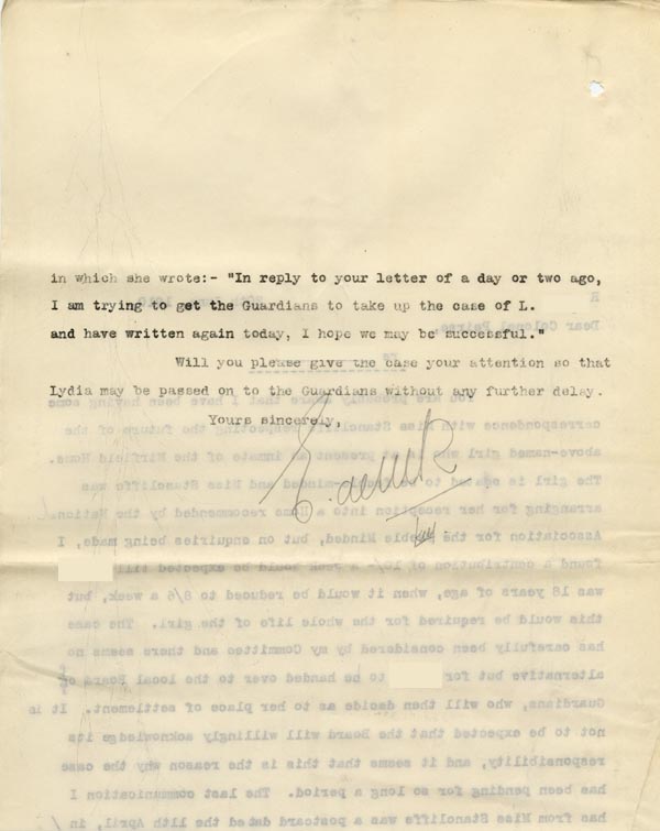 Large size image of Case 9662 17. Copy letter to the Diocesan Secretary, Colonel Peirse asking him to accelerate the handing over of L. to the Poor Law Authorities  20 June 1910
 page 2