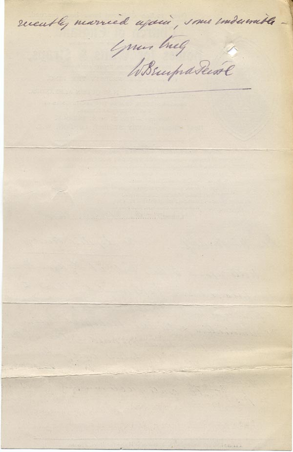 Large size image of Case 9662 18. Letter from Colonel Peirse reporting on the progress of L's case and saying that problems exist with L's mother's consent  6 July 1910
 page 2