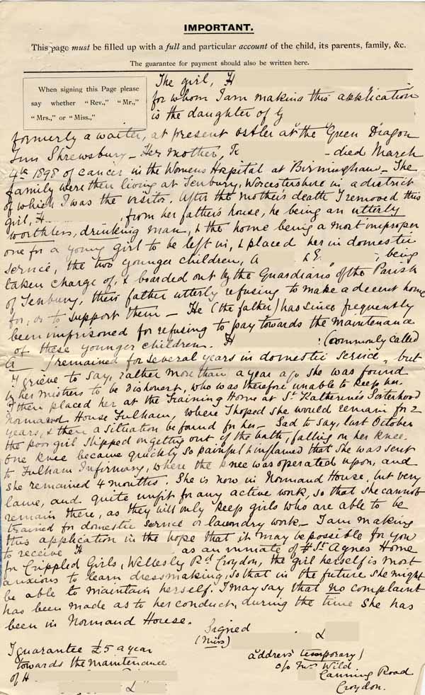 Large size image of Case 9733 1. Application to Waifs and Strays' Society  3 May 1903
 page 3