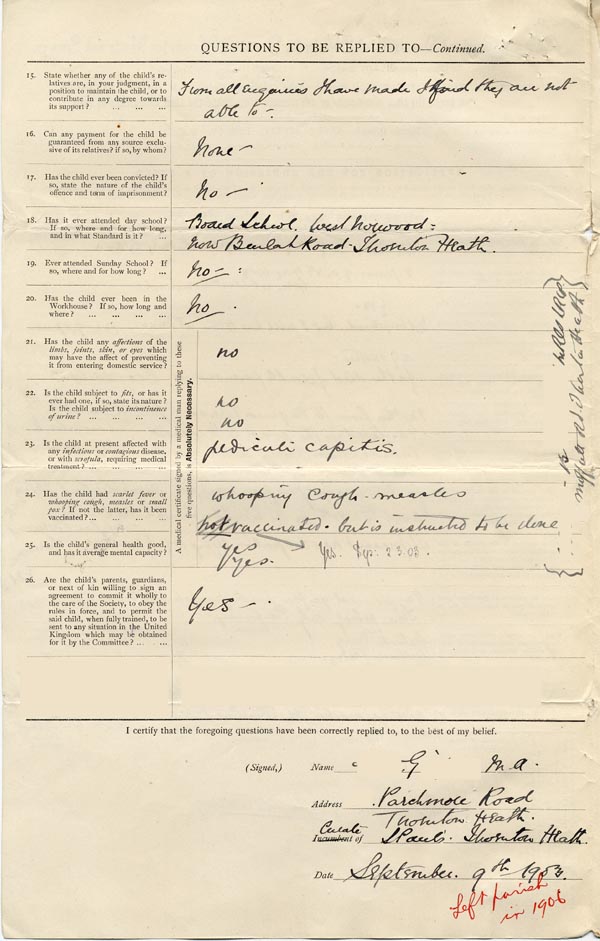 Large size image of Case 9838 1. Application to Waifs and Strays' Society  9 September 1903
 page 2