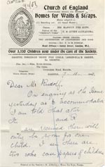 Image of Case 9838 2. Letter from Mrs Nunn-Rivers, the Honorary Secretary of the Bristol Home mentioning maintenance payments for M.  7 November 1911
 page 1
