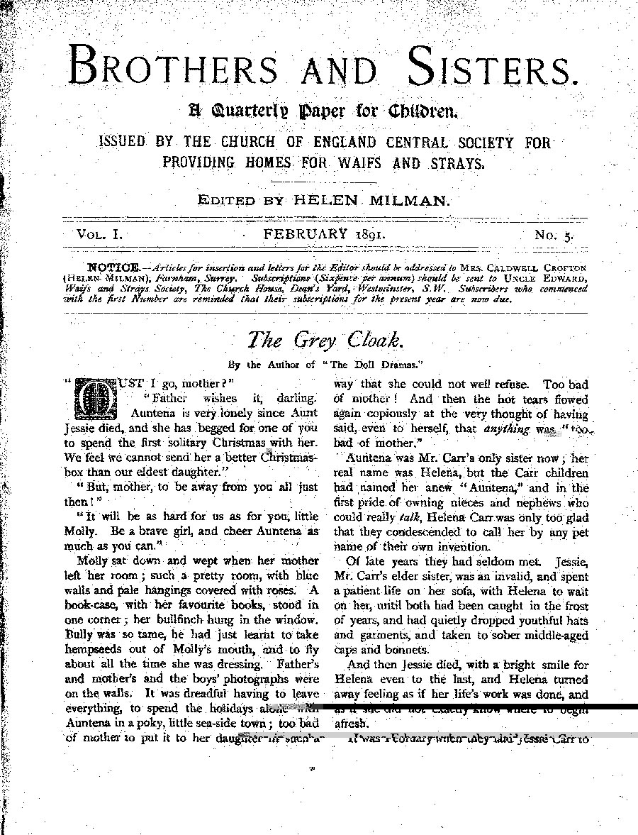 Brothers and Sisters February 1891 - page 1