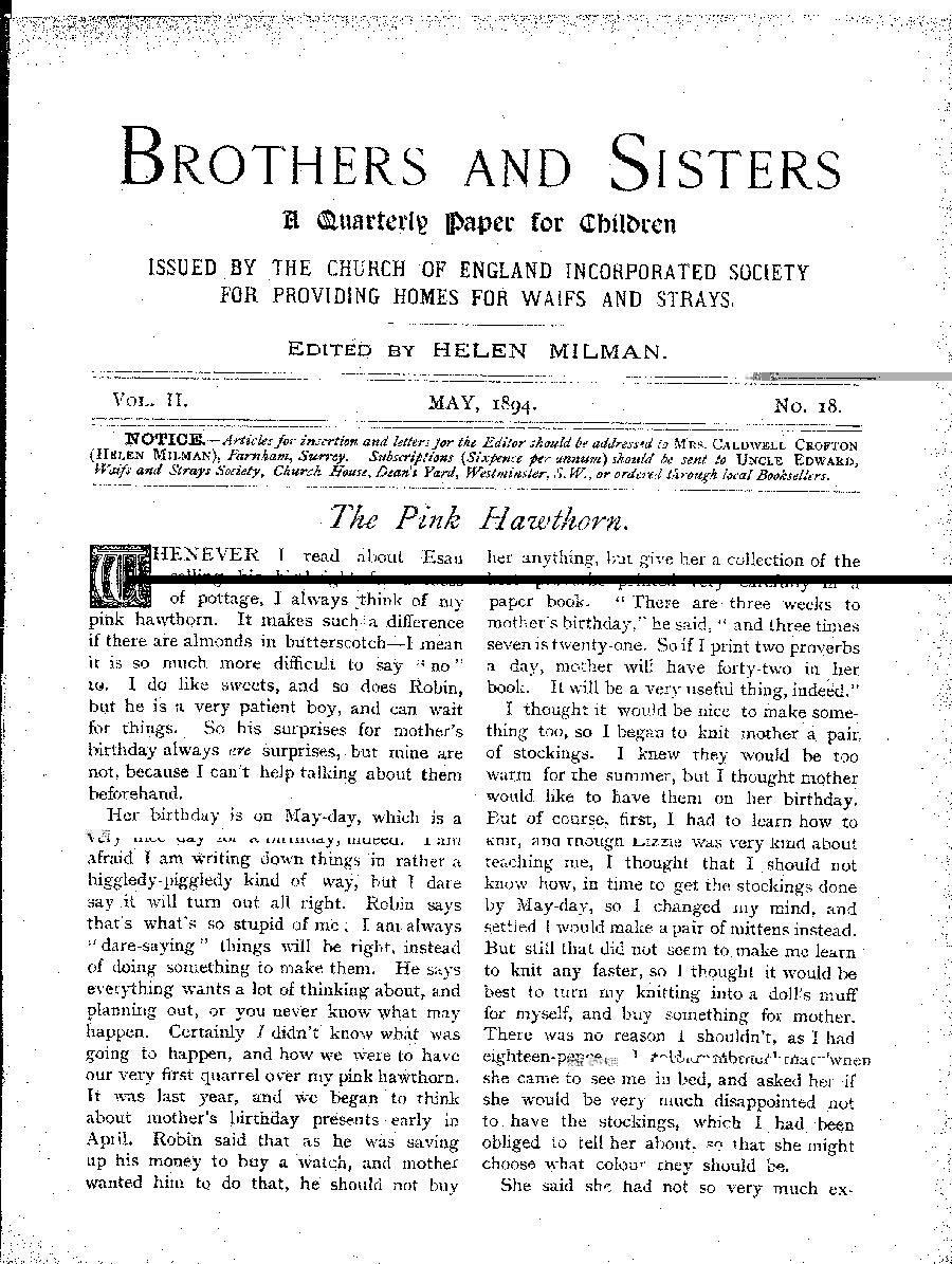 Brothers and Sisters May 1894 - page 1