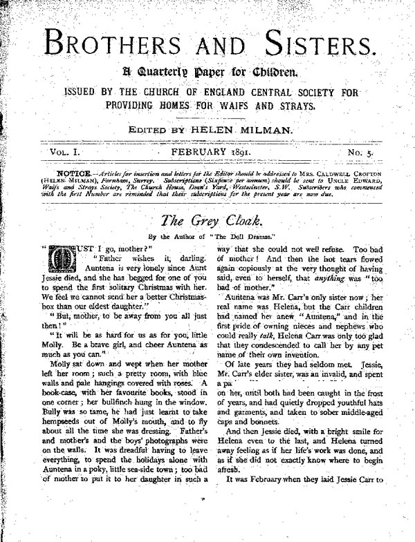 Brothers and Sisters February 1891 - page 1
