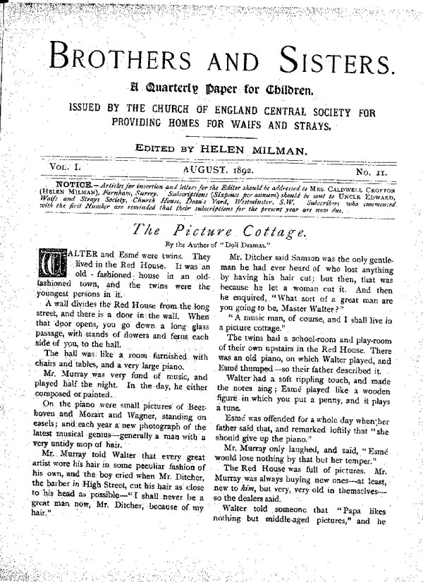 Brothers and Sisters August 1892 - page 1