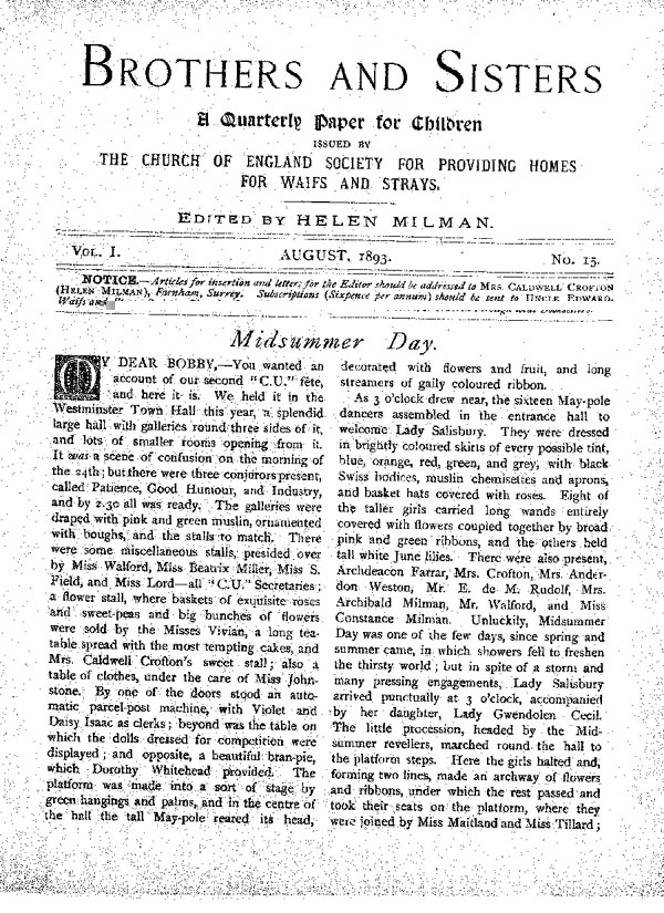 Brothers and Sisters August 1893 - page 1