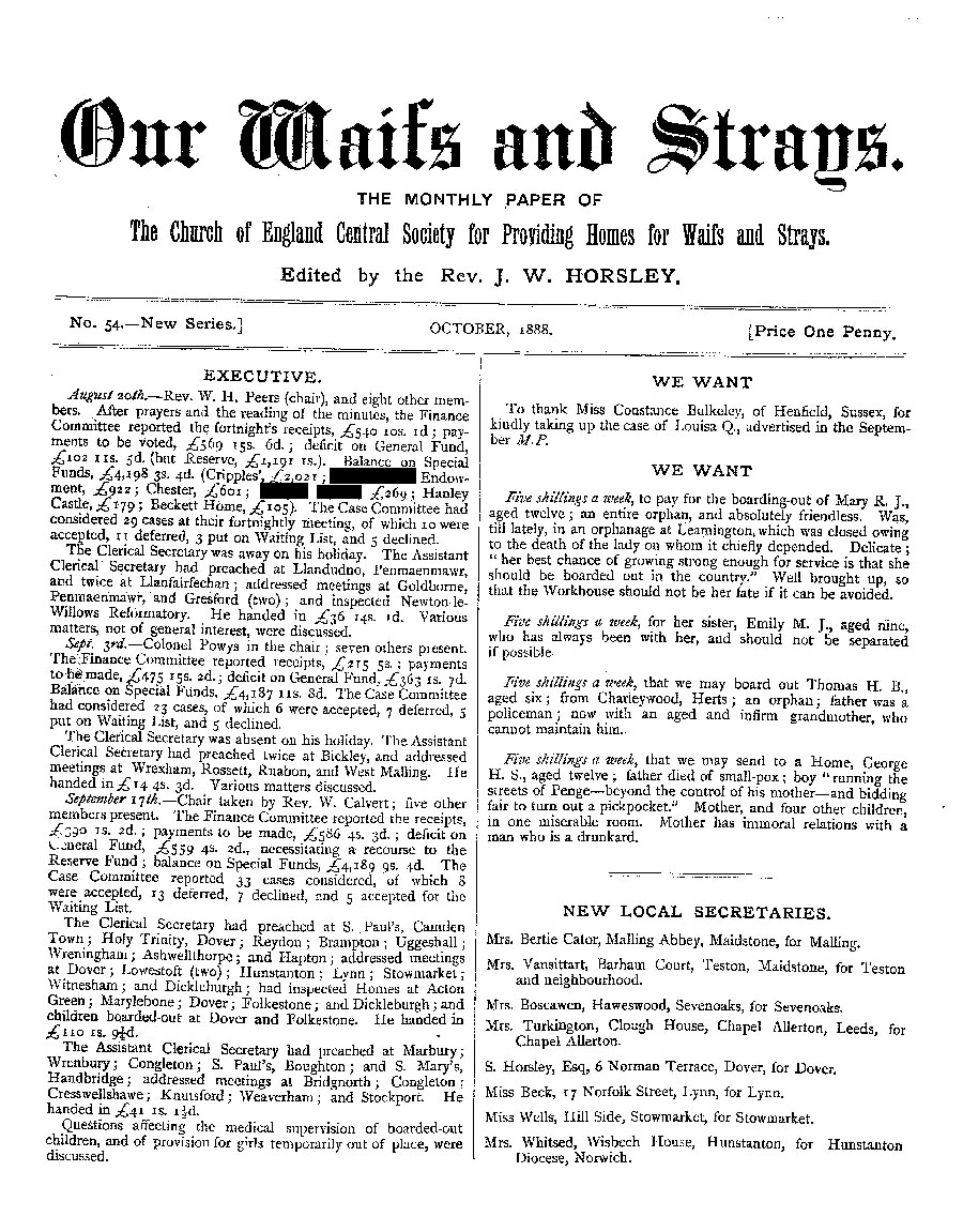 Our Waifs and Strays October 1888 - page 1