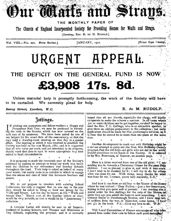 Our Waifs and Strays January 1901 - page 1