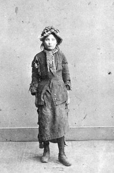 Portraits of new arrivals were used as a marker of a child's progress in the Society. Case studies of some children appeared in the newsletter 'Our Waifs and Strays' describing how they had been transformed from a 'potential street loafer' into a productive member of society. These studies were often illustrated with 'before and after' photographs, contrasting their ragged past with their new-found respectability.